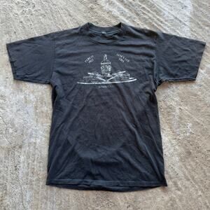 Vintage 80s Sinclair Parco Wymonig Shirt Black Graphic Tee Thin Men's Medium